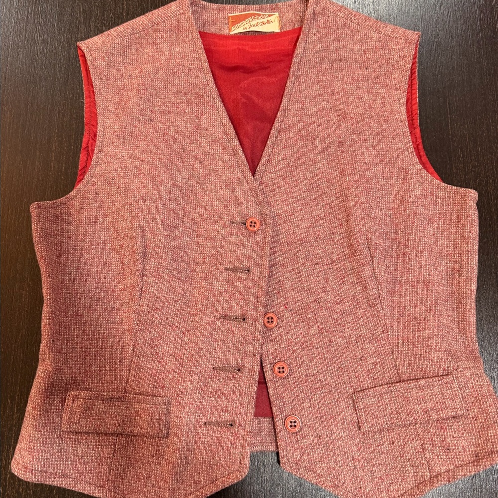 Women's Red Tweed Vest